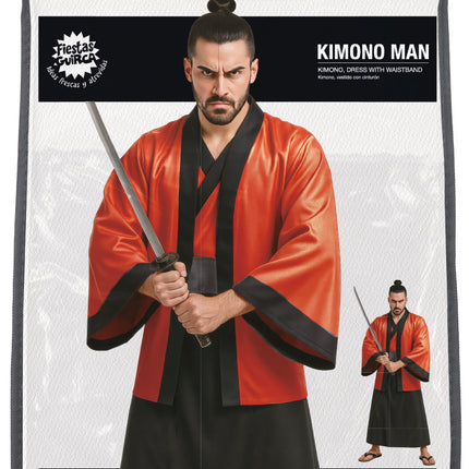Kimono rosso nero da uomo 3 pezzi