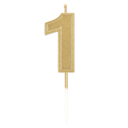 Candela Elegant '1' dorata su stecchino (3 x 4,2 x 0,7 cm)