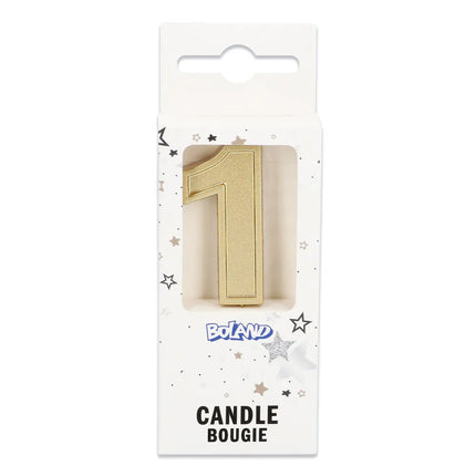 Candela Elegant '1' dorata su stecchino (3 x 4,2 x 0,7 cm)