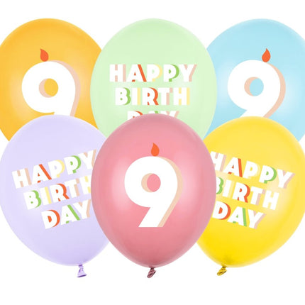 9 Jaar Ballonnen 30cm 50st van Partydeco koop je bij Partywinkel