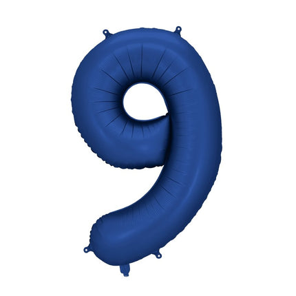 9 Jaar Cijfer Ballon Blauw Satijn Folie Leeg 86cm van Partydeco koop je bij Partywinkel