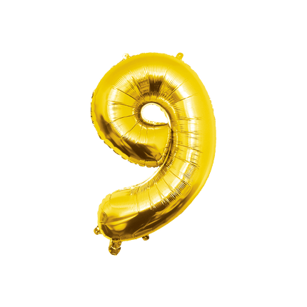 9 Jaar Cijfer Ballon Goud Leeg 86cm - Partywinkel - 8716764237034