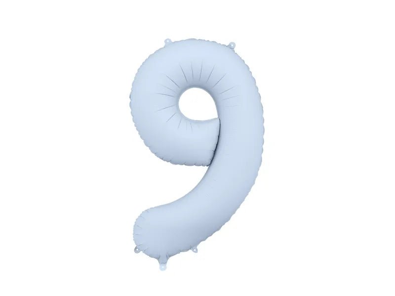 9 Jaar Cijfer Ballon Lichtblauw Mat Leeg 86cm van Partydeco koop je bij Partywinkel