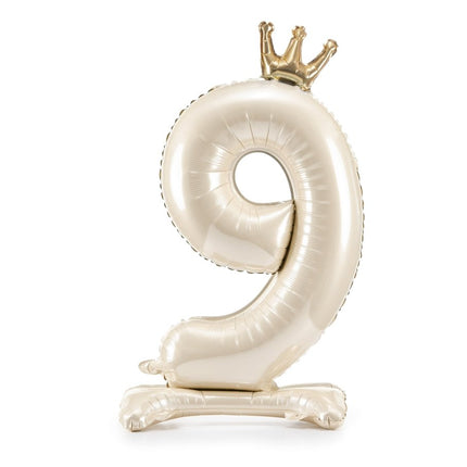 9 Jaar Cijfer Ballon Parelmoer Leeg 84cm van Partydeco koop je bij Partywinkel