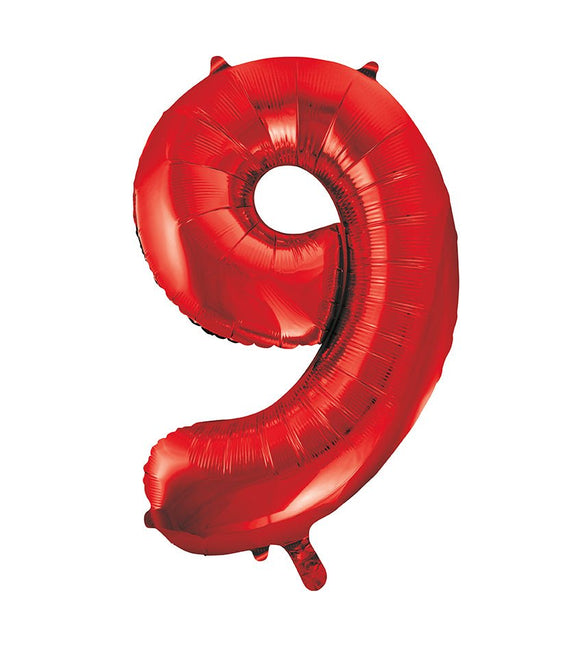9 Jaar Cijfer Ballon Rood Leeg 86cm van Unique koop je bij Partywinkel