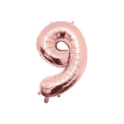 9 Jaar Cijfer Ballon Rose Goud Leeg 86cm - Partywinkel - 8716764237638