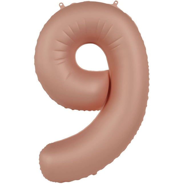 9 Jaar Cijfer Ballon Rose Goud Mat 86cm van Folat koop je bij Partywinkel
