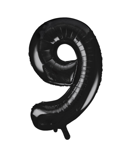 9 Jaar Cijfer Ballon Zwart Leeg 86cm van Unique koop je bij Partywinkel