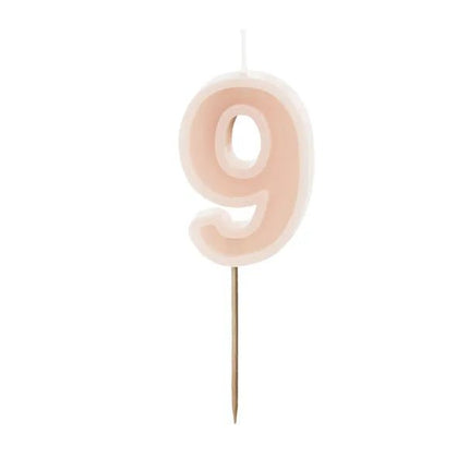 9 Jaar Kaars Lichtroze 10cm van Partydeco koop je bij Partywinkel