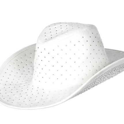 Cappello da cowboy con strass Bianco