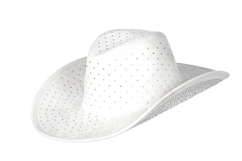 Cappello da cowboy con strass Bianco