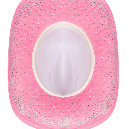 Cappello da cowboy con strass Rosa