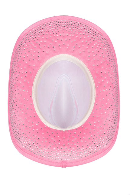Cappello da cowboy con strass Rosa