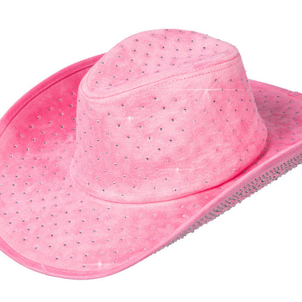 Cappello da cowboy con strass Rosa