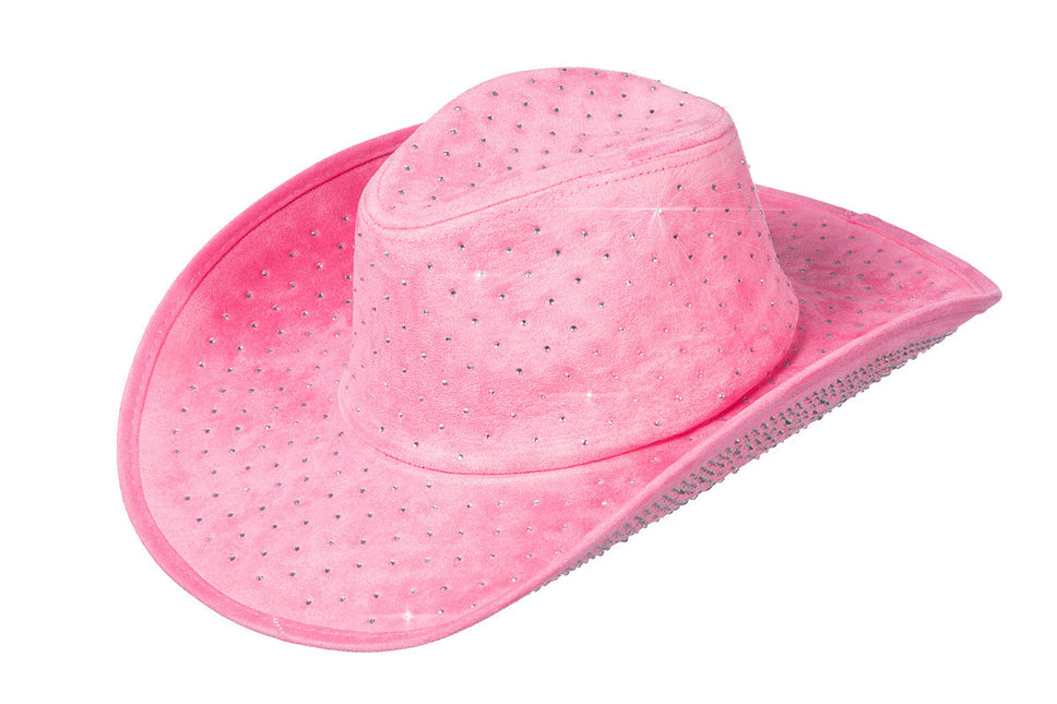 Cappello da cowboy con strass Rosa