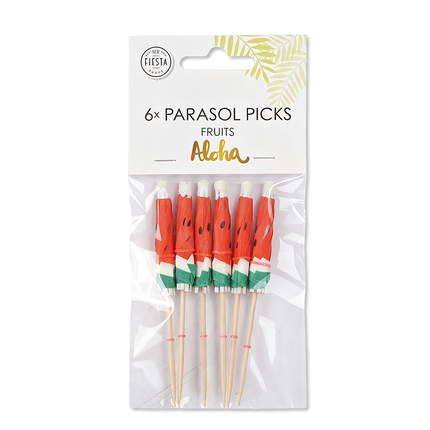 Spiedini Hawaii Parasol Anguria 8 cm 6 pezzi