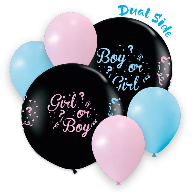 Party Essentials Palloncini Gender Reveal 80Cm stampati X1 e 30Cm X4 (2 palloncini rosa e 2 palloncini azzurri) 5St
