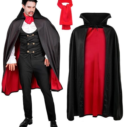 Costume di Halloween da vampiro rosso e nero, 4 pezzi