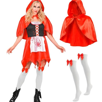Abito da Halloween rosso da donna: Zombie Cappuccetto Rosso