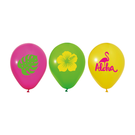 Palloncini Hawaii colorati Aloha 30 cm, 6 pezzi