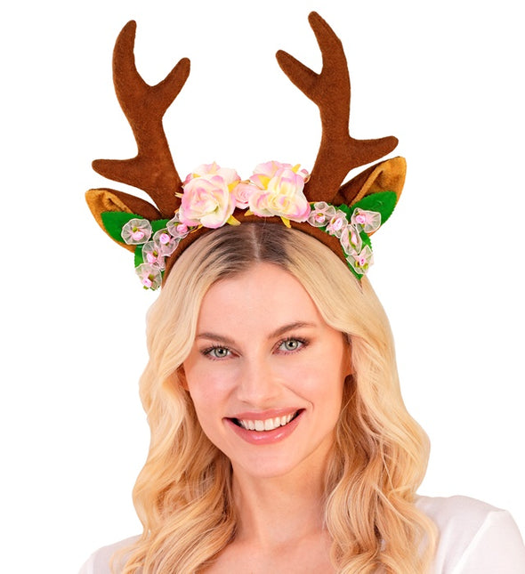 Cerchietto per capelli con renna marrone