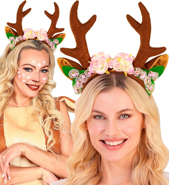 Cerchietto per capelli con renna marrone