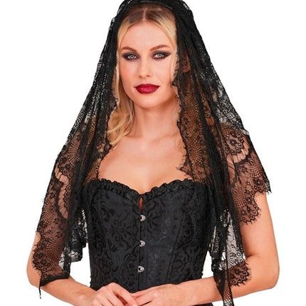 Velo di Halloween nero in pizzo