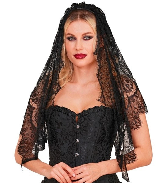 Velo di Halloween nero in pizzo