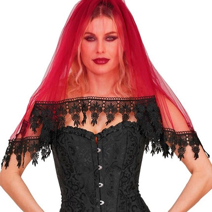 Velo di Halloween rosso e nero