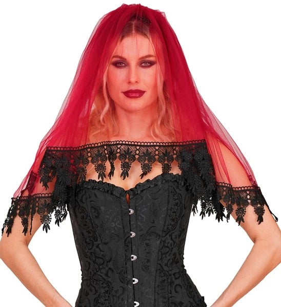 Velo di Halloween rosso e nero