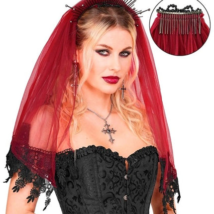 Velo di Halloween rosso e nero