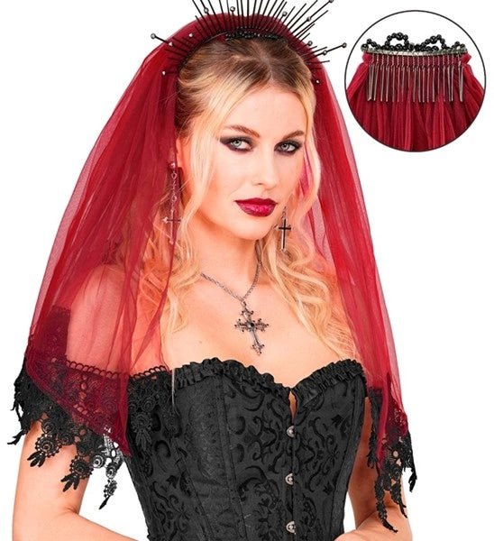 Velo di Halloween rosso e nero