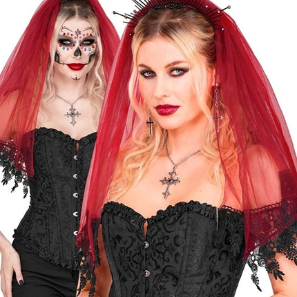Velo di Halloween rosso e nero