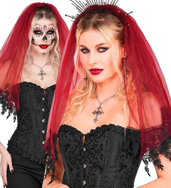 Velo di Halloween rosso e nero
