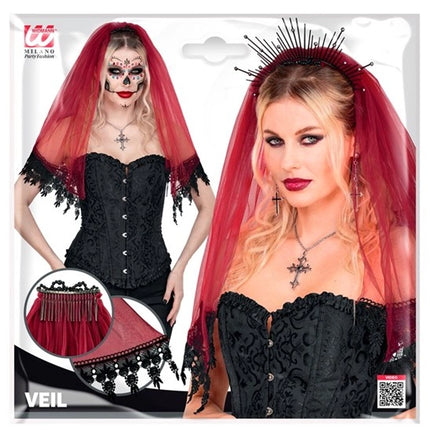Velo di Halloween rosso e nero