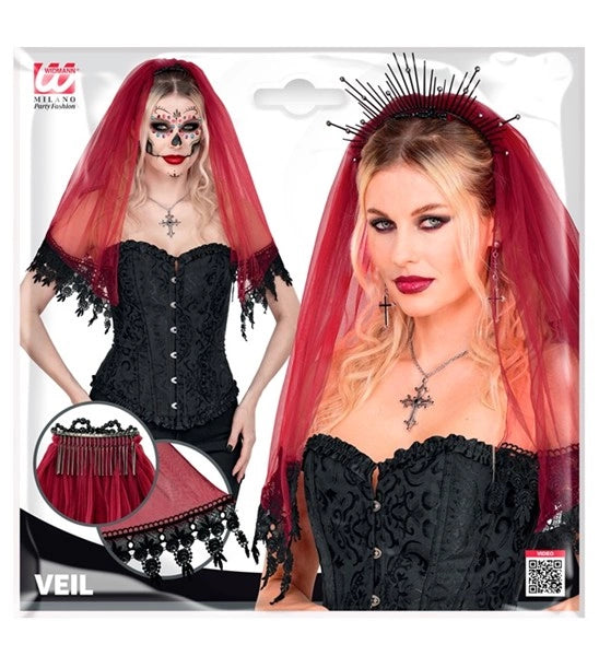 Velo di Halloween rosso e nero