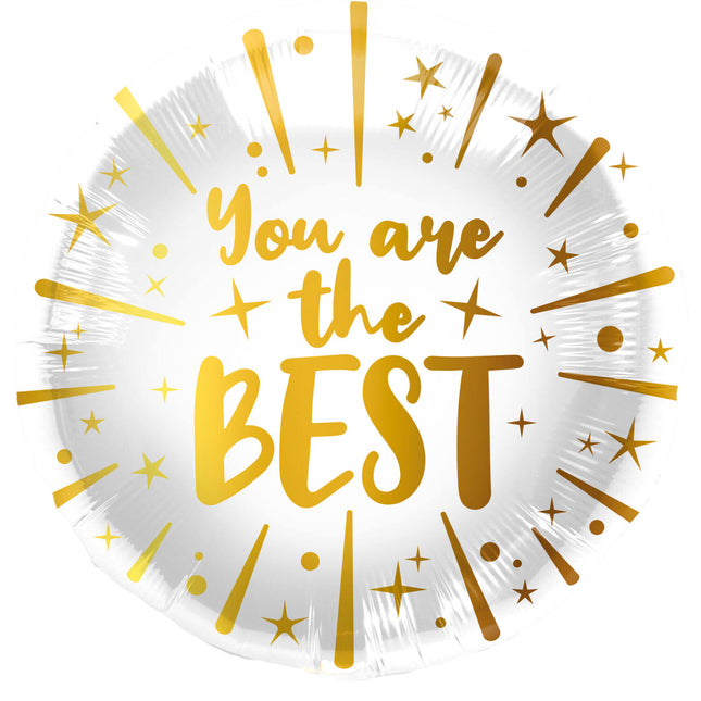 Palloncino ad elio bianco oro You Are The Best vuoto 45 cm
