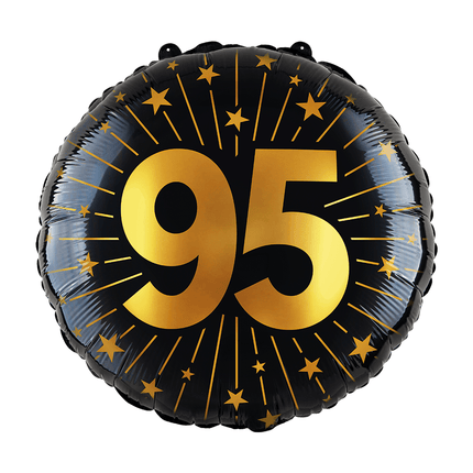 95 Jaar Helium Ballon Zwart Goud Leeg 45cm van WeFiesta koop je bij Partywinkel