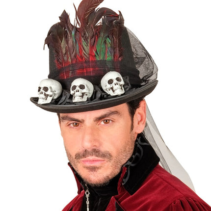Cappello di Halloween alto con teschi