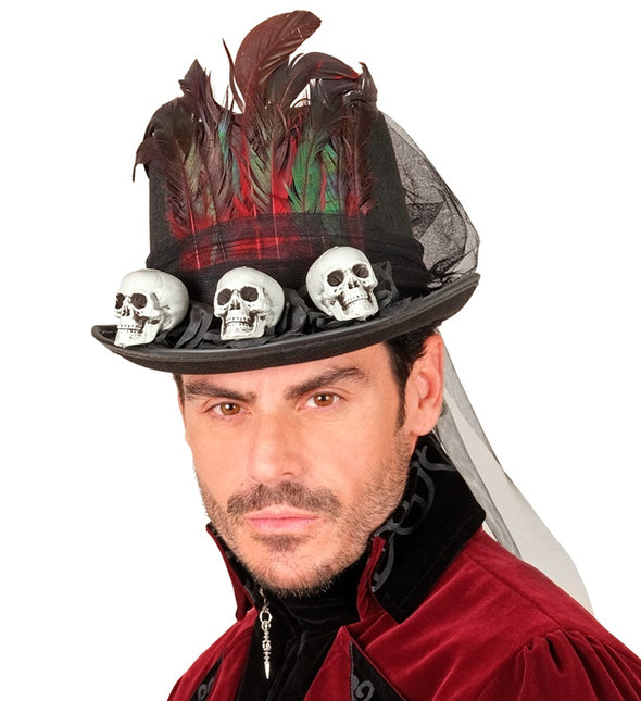 Cappello di Halloween alto con teschi