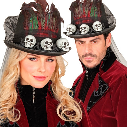 Cappello di Halloween alto con teschi