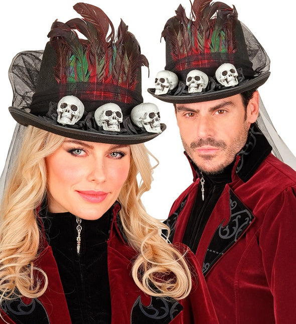 Cappello di Halloween alto con teschi