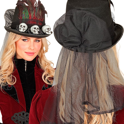 Cappello di Halloween alto con teschi