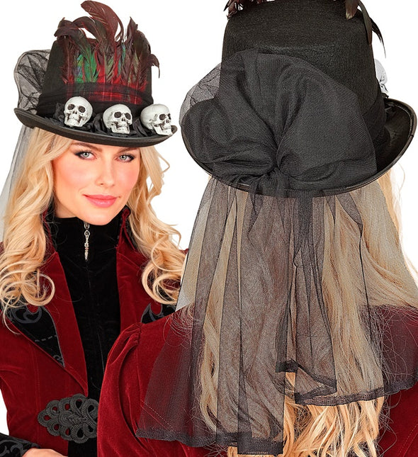 Cappello di Halloween alto con teschi