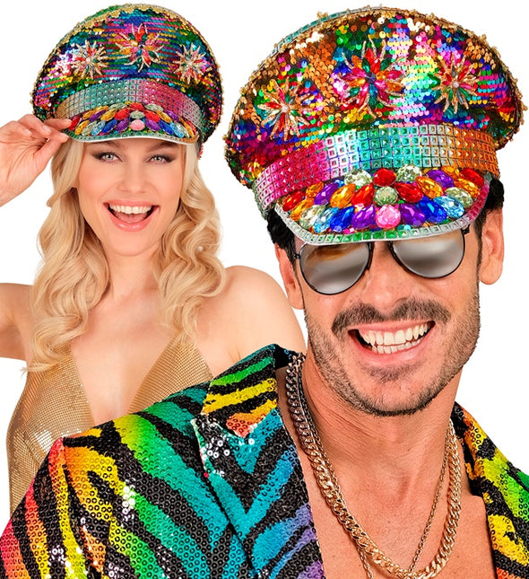 Cappello arcobaleno con paillettes