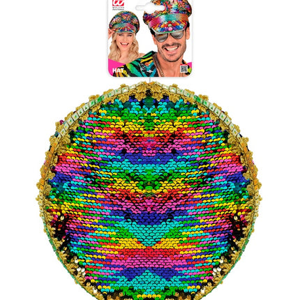 Cappello arcobaleno con paillettes