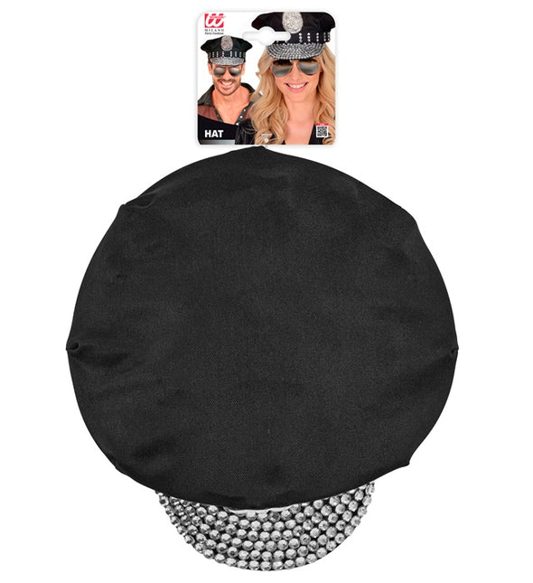Cappello della polizia nero con pietre