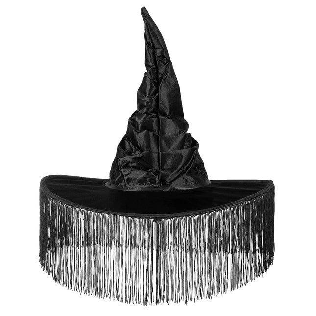 Cappello da strega di Halloween con frange nere