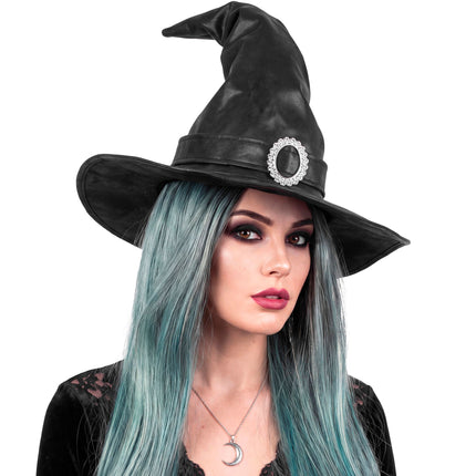 Cappello da strega nero con fibbia