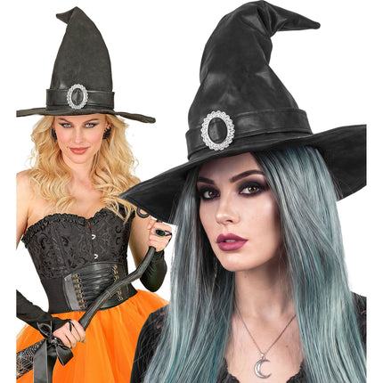 Cappello da strega nero con fibbia